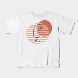 Abstract Face Line Art Modern Shapes Kids T-Shirt